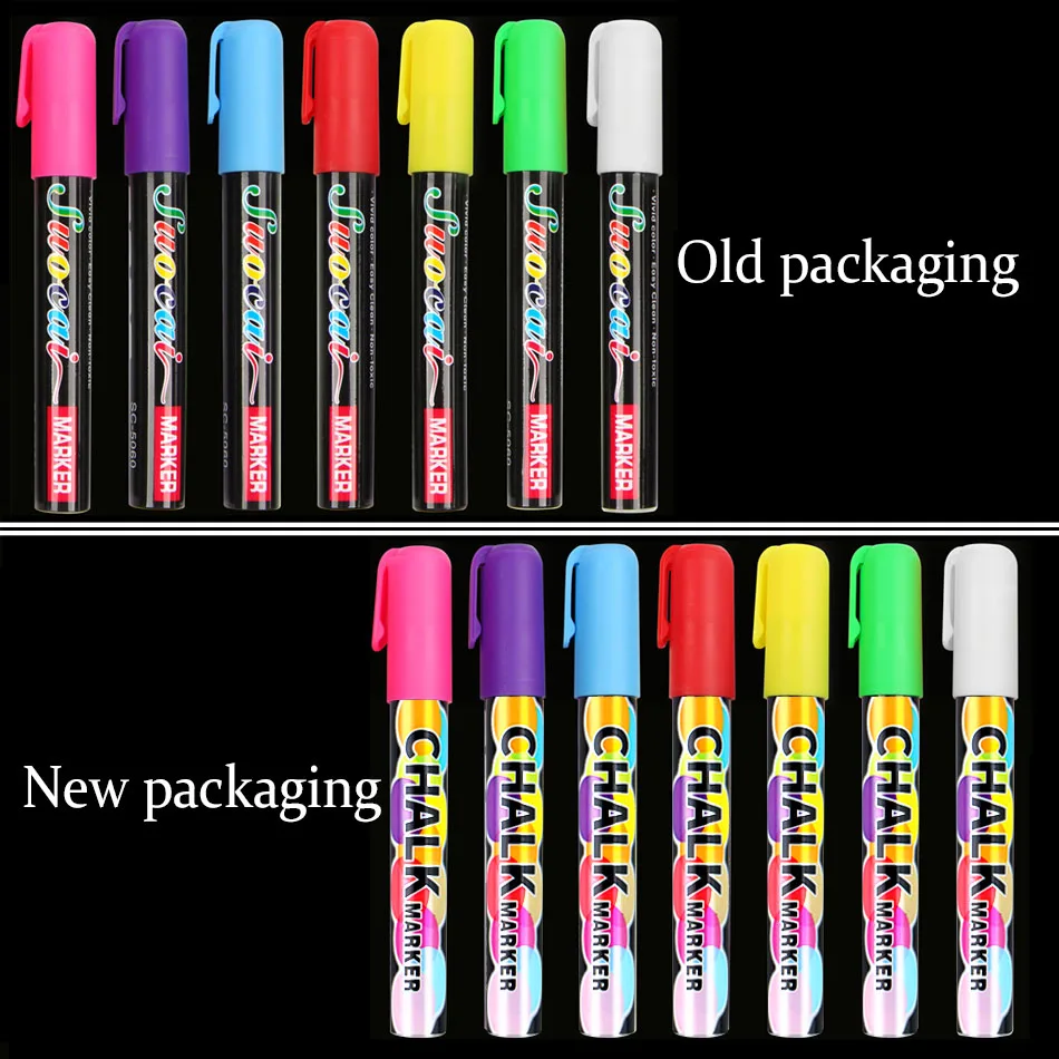 8pcs/box Dual side Writing Highlighter Led Liquid Chalk Marker Pens For School Art Painting 8 Colors Round&chisel Tip 6mm 3mm|liquid chalk marker