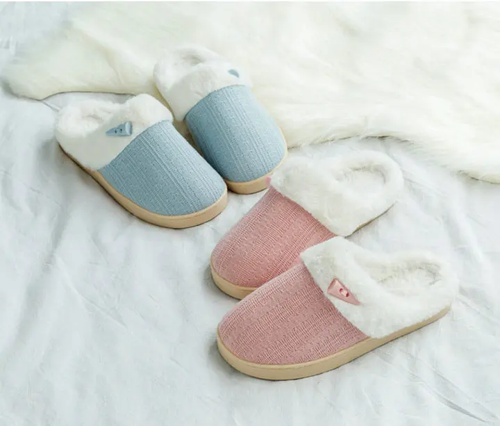 Unisex Comfort Knitted Cotton Slippers Washable Flat Closed Toe Ultra Lightweight Indoor Shoes TPR Non-slip Sole Slippers (6)