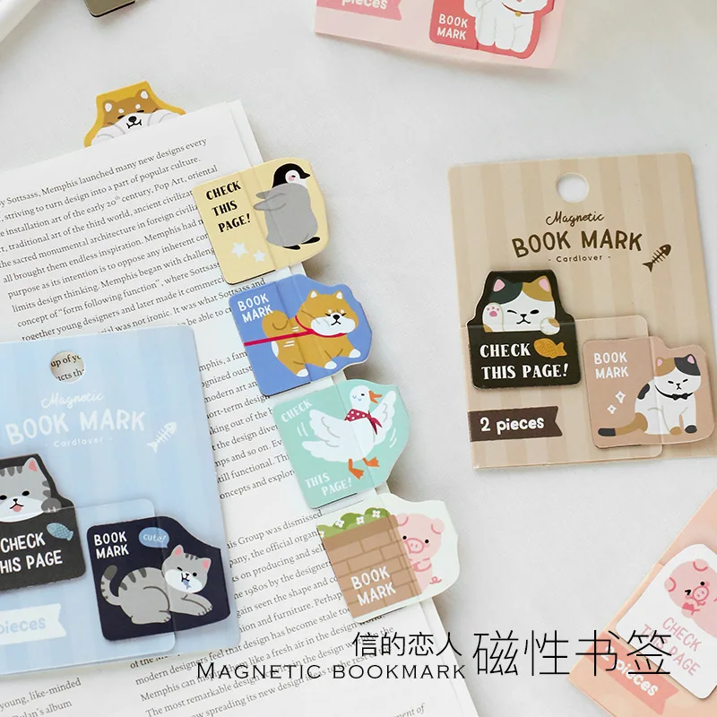 Магнитная закладка книжка в виде животных 2 шт./компл. Kawaii Shiba Cat Подарочные