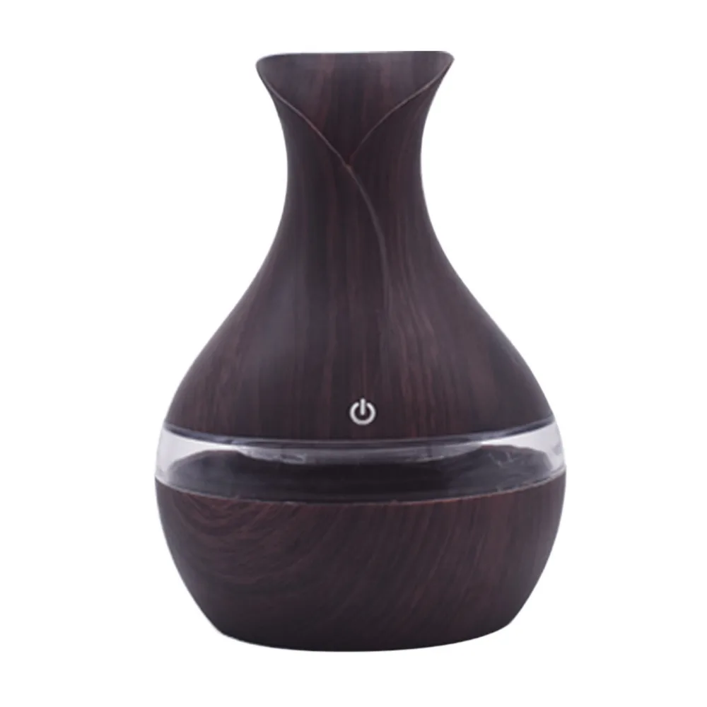 

300ml USB Air Humidifier Aroma Essential Oil Diffuser with Wood Grain 7 Color Changing LED Lights Aroma Diffuser for Home