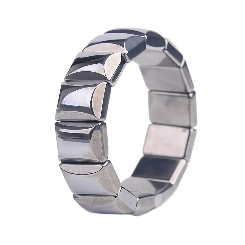 Real Natural Terahertz Wave Bangle Bracelet For Women Men Stretch Powerful Rectangle Beads Fashion Bracelet AAAAA Wholesales