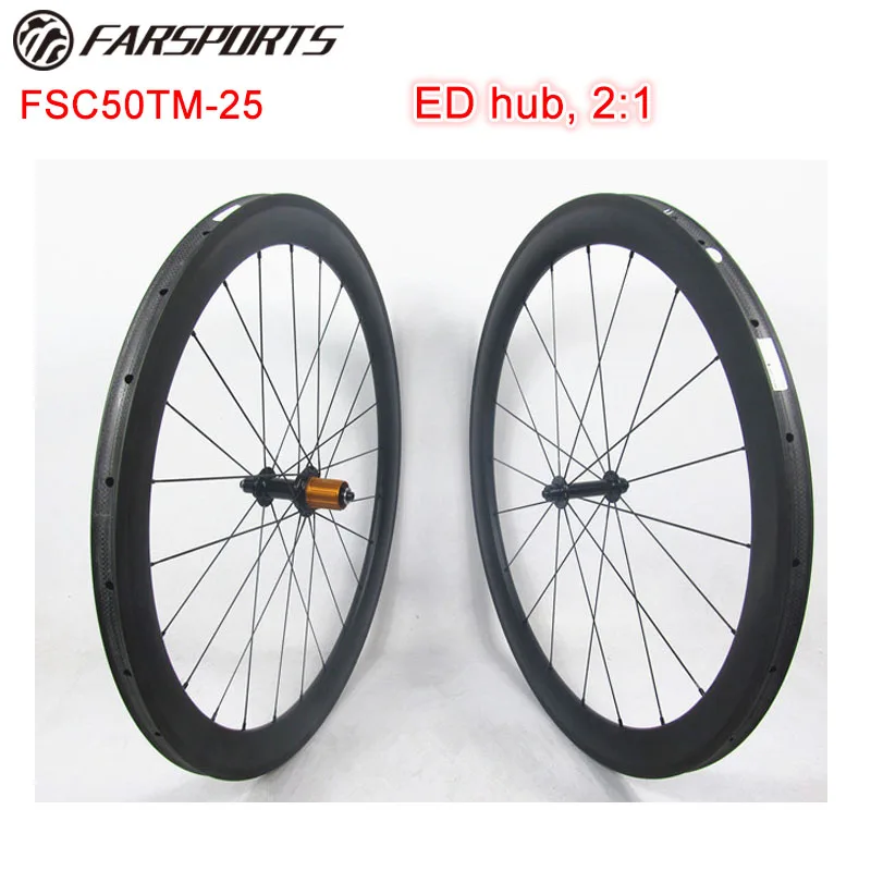 High quality 700C full carbon road bike wheels , Farsports 50mm carbon bicycle wheels tubular
