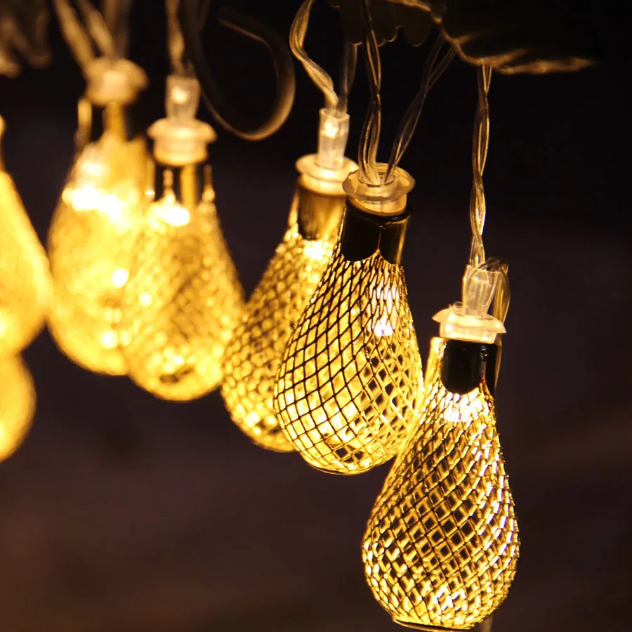 

HANMIAO 10 LED String light Metal Iron Small Mesh Water Drop 4.5cm Long LED Garland on Batteries Christmas Lights Decoration 23
