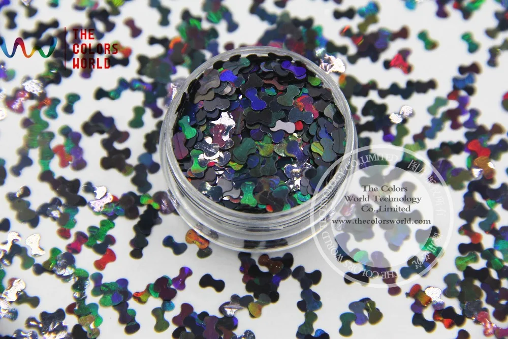 

TCA1000 laser holographic Black color Bow Tie shape 5mm Size Glitter paillette spangles for Nail Art and DIY supplies