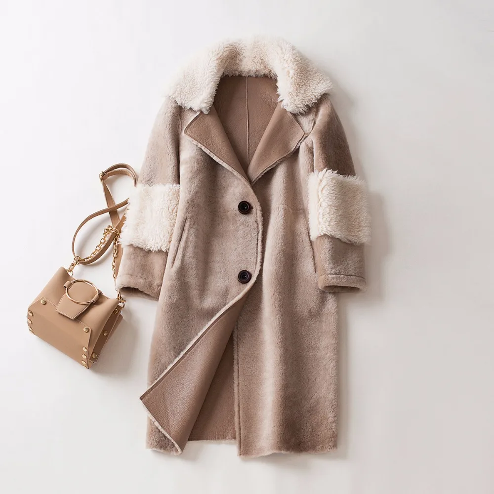 Cisaillement Fourrure Mouton Peau Réel Manteau Kaki Phoenix Chaud Vêtements Design Épais En 71126d De Mode Simple 2017 Femme marron Femmes Hiver New vEPxqwPz