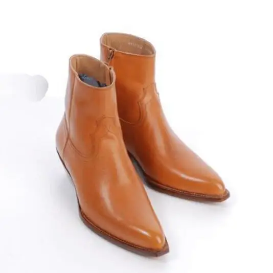 FR.LANCELOT Brand Design Leopard Real Leather Suede Men Shoes Side Zipper Flats Shoes Mens Pointed Toe