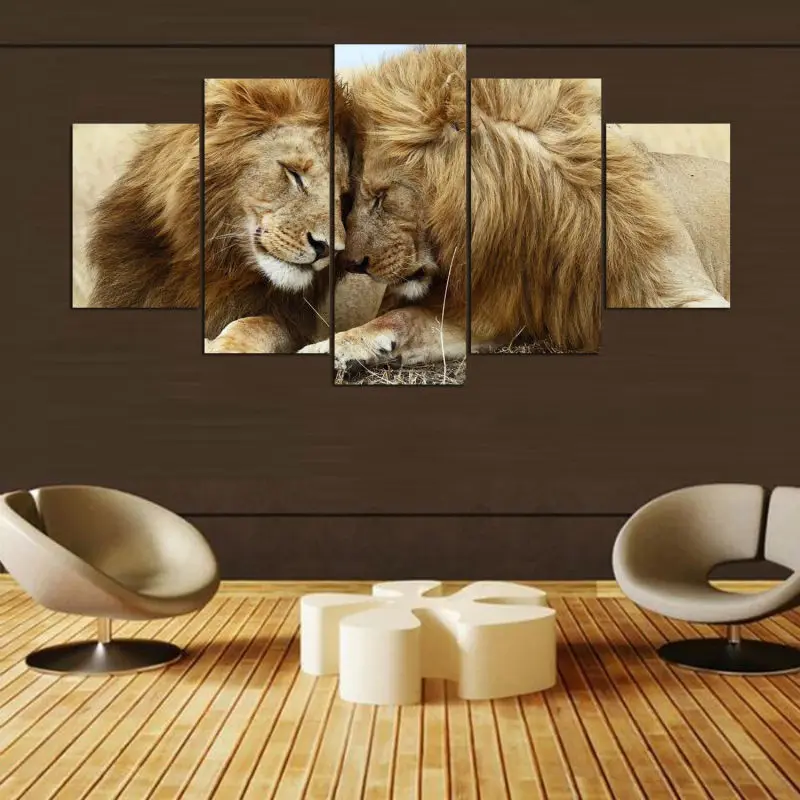 5-panel-Modern-Lion-hd-Art-print-canvas-art-wall-framed-paintings-for-living-room-wall