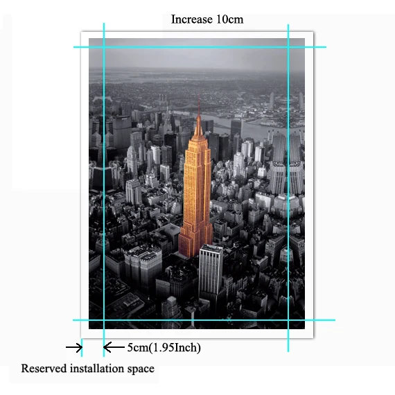 Нью-Йорк Эмпайр Стейт Билдинг, Картины на стене Книги по искусству холст картины плакат, настенные панно для Гостиная, домашний декор - Цвет: Mounting space 5cm