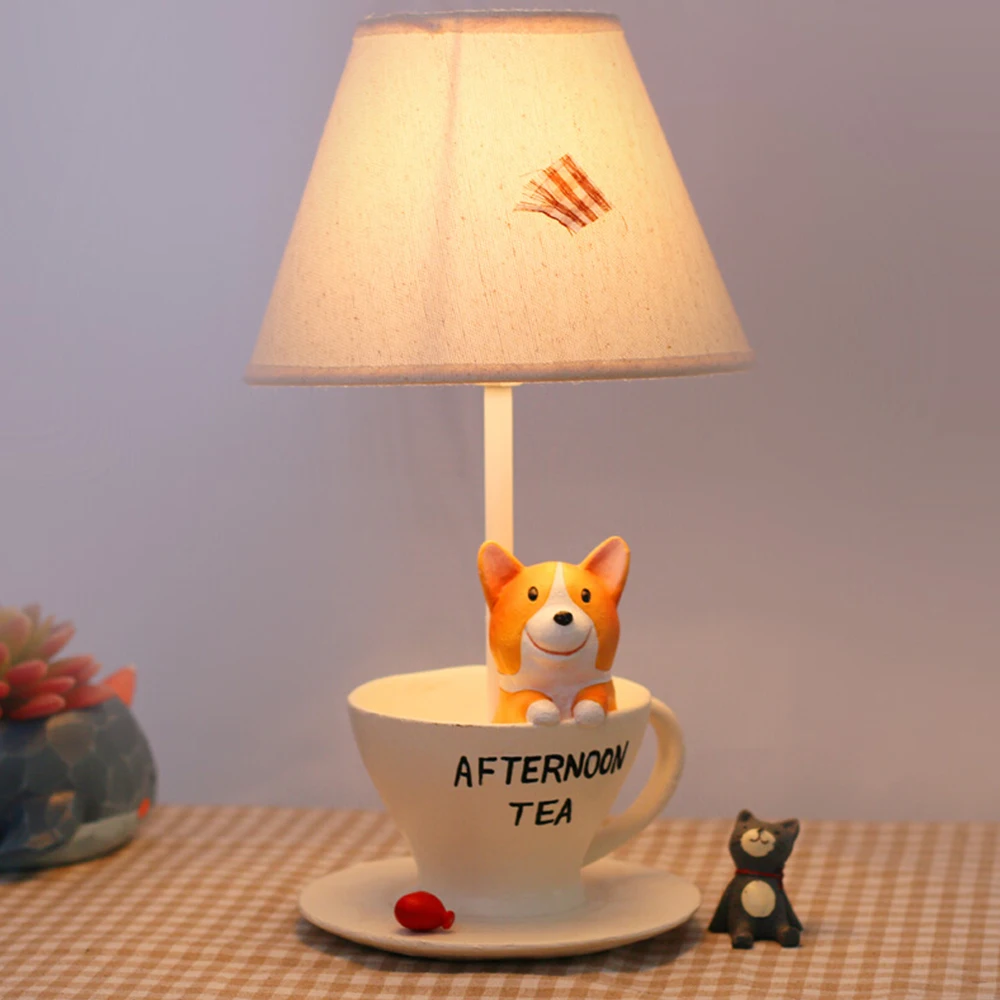 

Creative Puppy Children Room Lamps E14 AC 110V-220V High Quality Kids Wooden Desk Lamp Switch Button Table Lamps