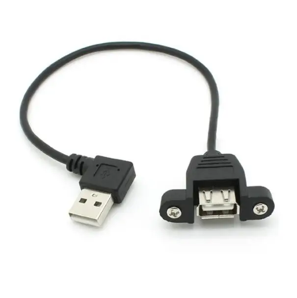 5PCS 90 Degree USB 2.0 A Male to A Female Panel Mount Screw lock