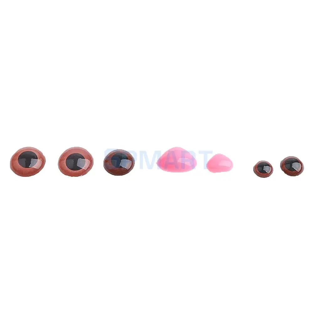 90Pcs Safety Doll Nose Craft Eyes for Animal Doll Puppet Bear Plush Animal Felting Toy Arts Making in Assorted Size - Coffee