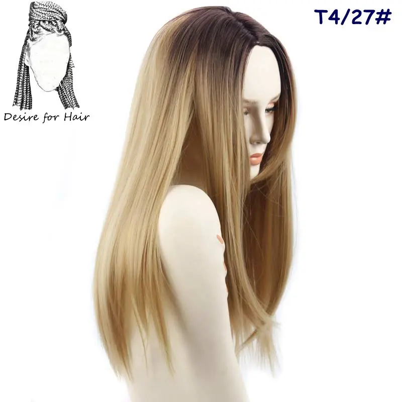 Desire for hair 1 шт. 26 дюймов длинные Омбре 27# цвет шелковистые прямые термостойкие синтетические парики для женщин - Цвет: T1B/27