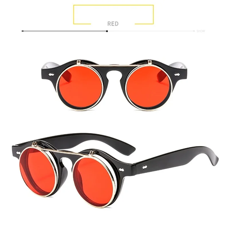 Модные Винтажные круглые солнцезащитные очки в стиле стимпанк С Откидывающейся Крышкой, классические двухслойные дизайнерские солнцезащитные очки