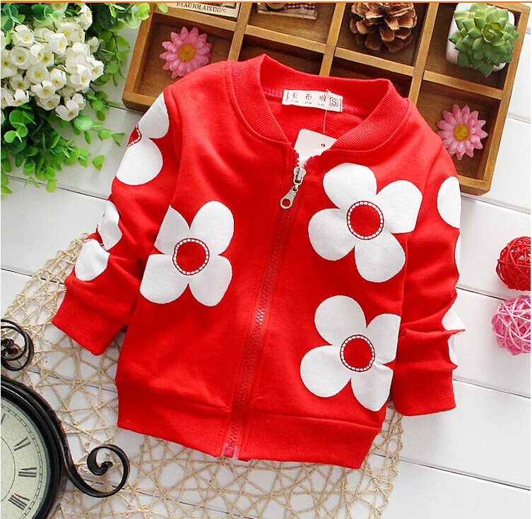 2016 spring girl jacket retail 0 2 year baby's outwear kids coat long