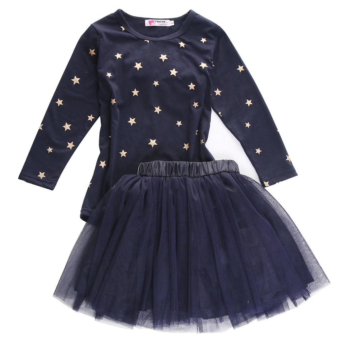 

Pudcoco Baby Girl Clothes Spring Fall Long Sleeve Star Print Tunic Tulle Skirts With Bow tie