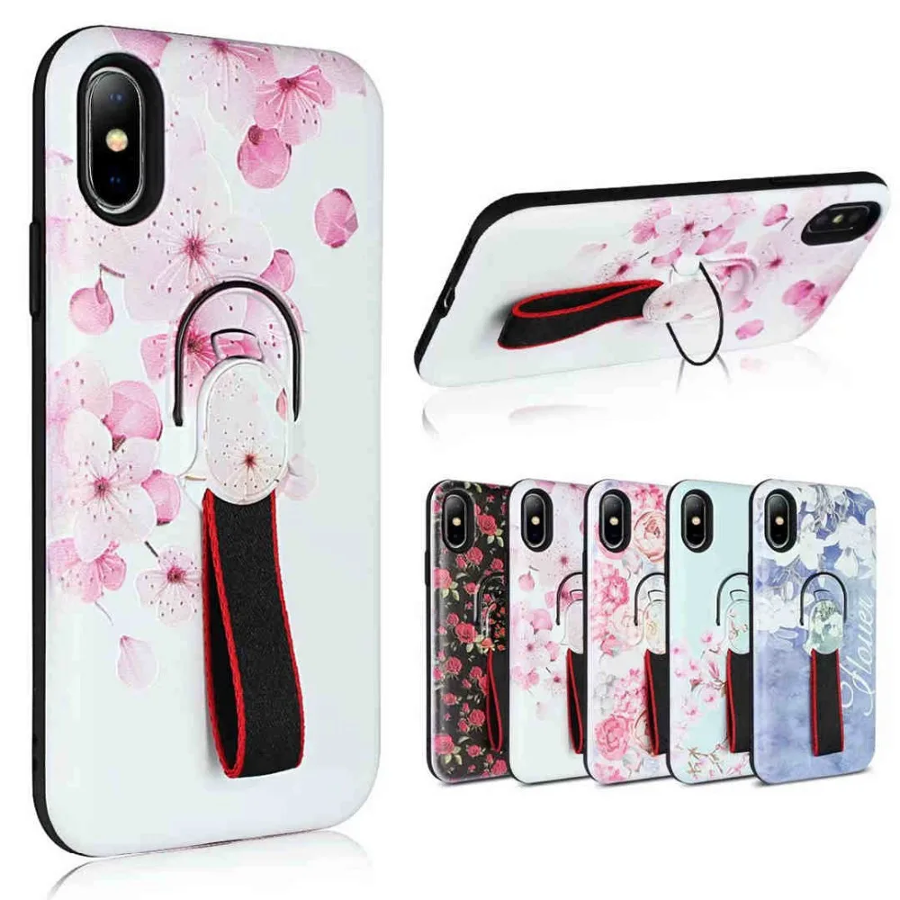 

IMIDO Car Holder Ring Bracket Case For iPhone XS MAX XR X 8 7 6 6S Plus TPU Shockproof Stand Back Cover For iPhone 7 Plus Coque