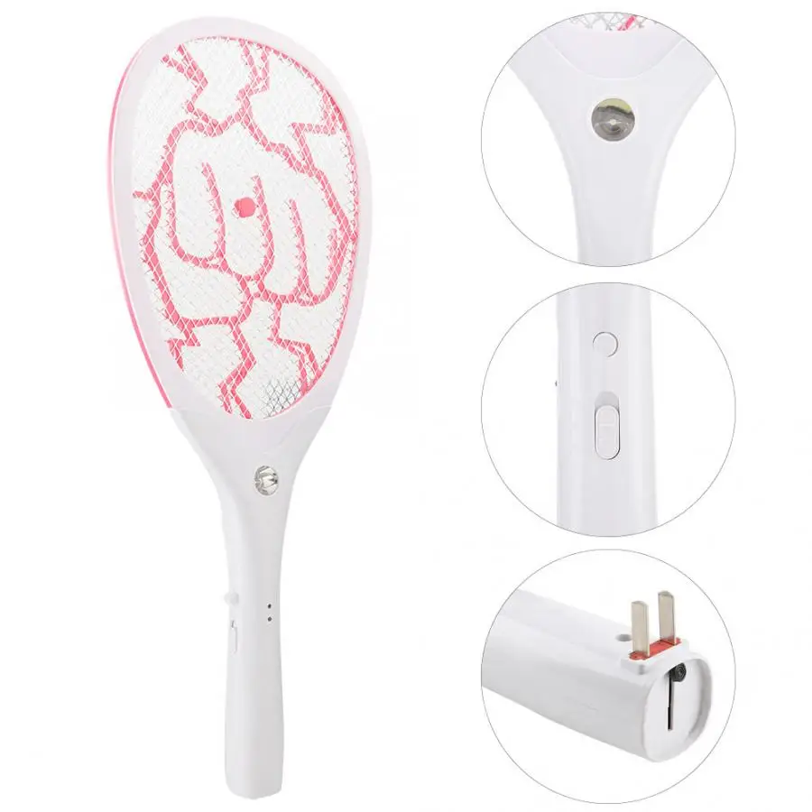 US Plug Electric Bug Zapper Swatter Racket Reachargeable Mosquito Fly Killer For Home Office Repellents