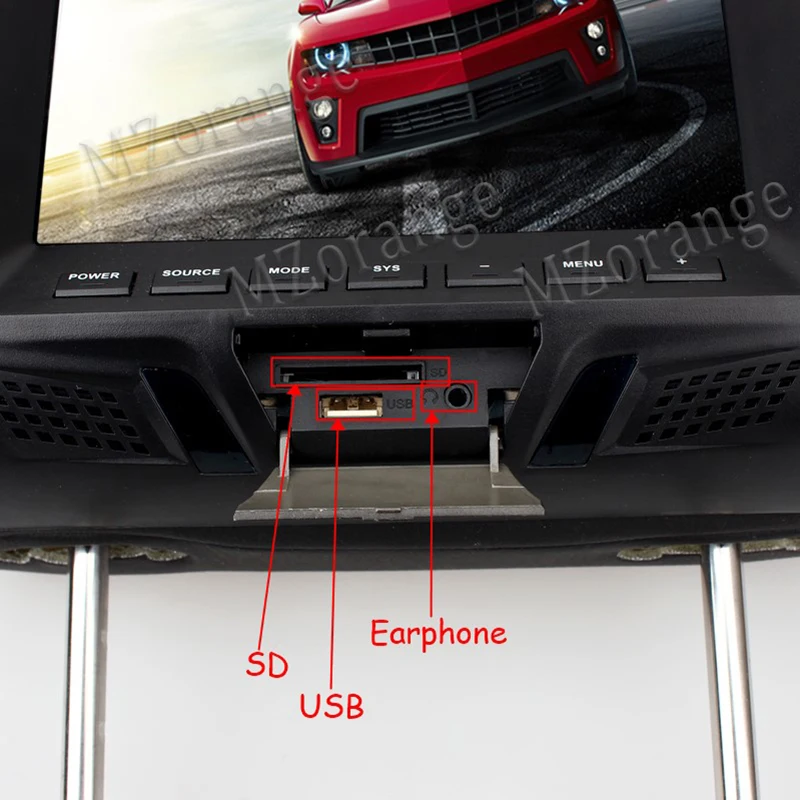 Автомобильный подголовник монитор 7 дюймов TFT светодиодный экран Подушка монитор общий бежевый/серый/черный цвет Поддержка AV/USB/SD MP5 плеер FM динамик
