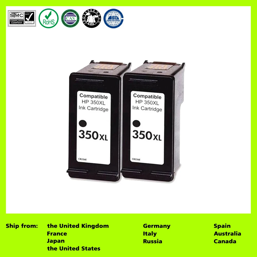 Compatible for 350XL CB336EE (2 Pack Black) Ink Cartridge for HP Photosmart C4480 C4580 C4380