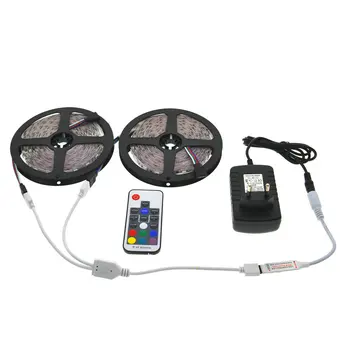 

5M / 10M SMD 5050 RGB LED Strip Set 60LED/M Flexible Tape 17Keys RF Controller 12V 3A Power Adapter