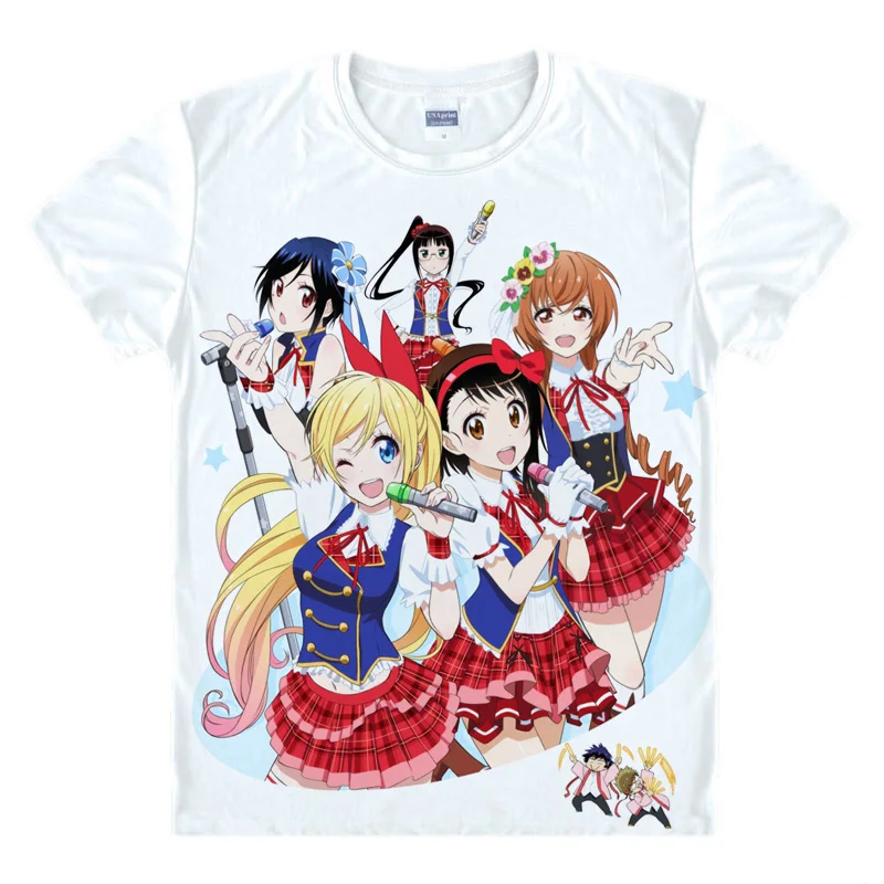 Coolprint Футболка с изображением в стиле аниме Nisekoi ложным подолом футболки