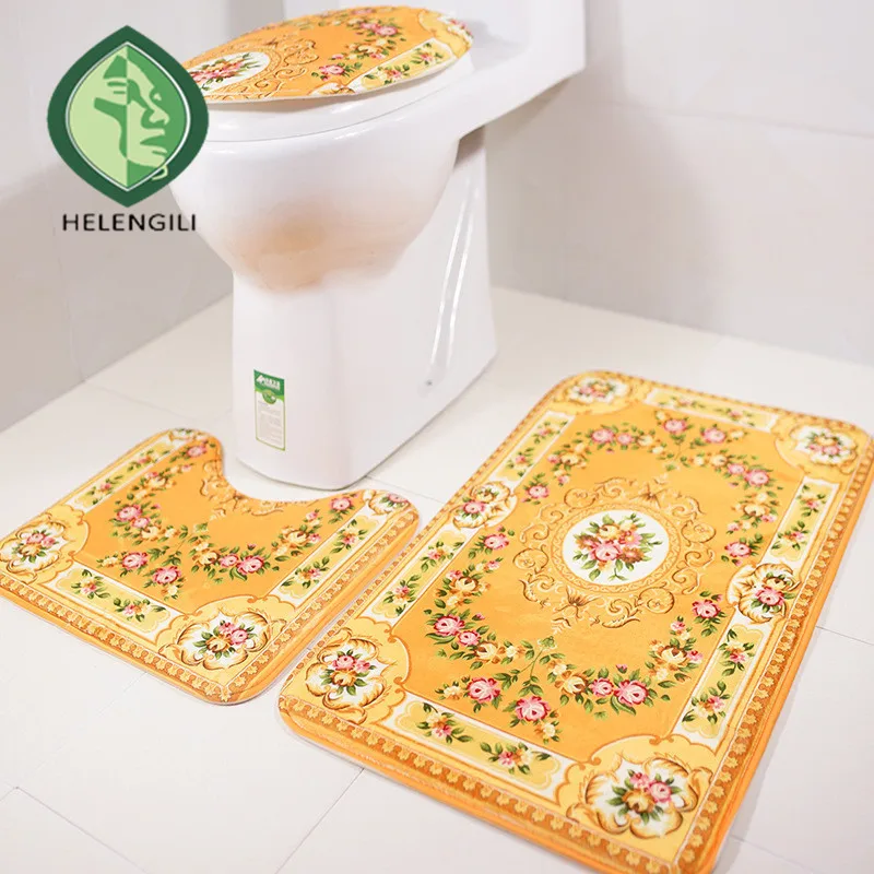 

the toilet seat pad three pieces of printing bathroom mat water absorbent mat 3 pieces