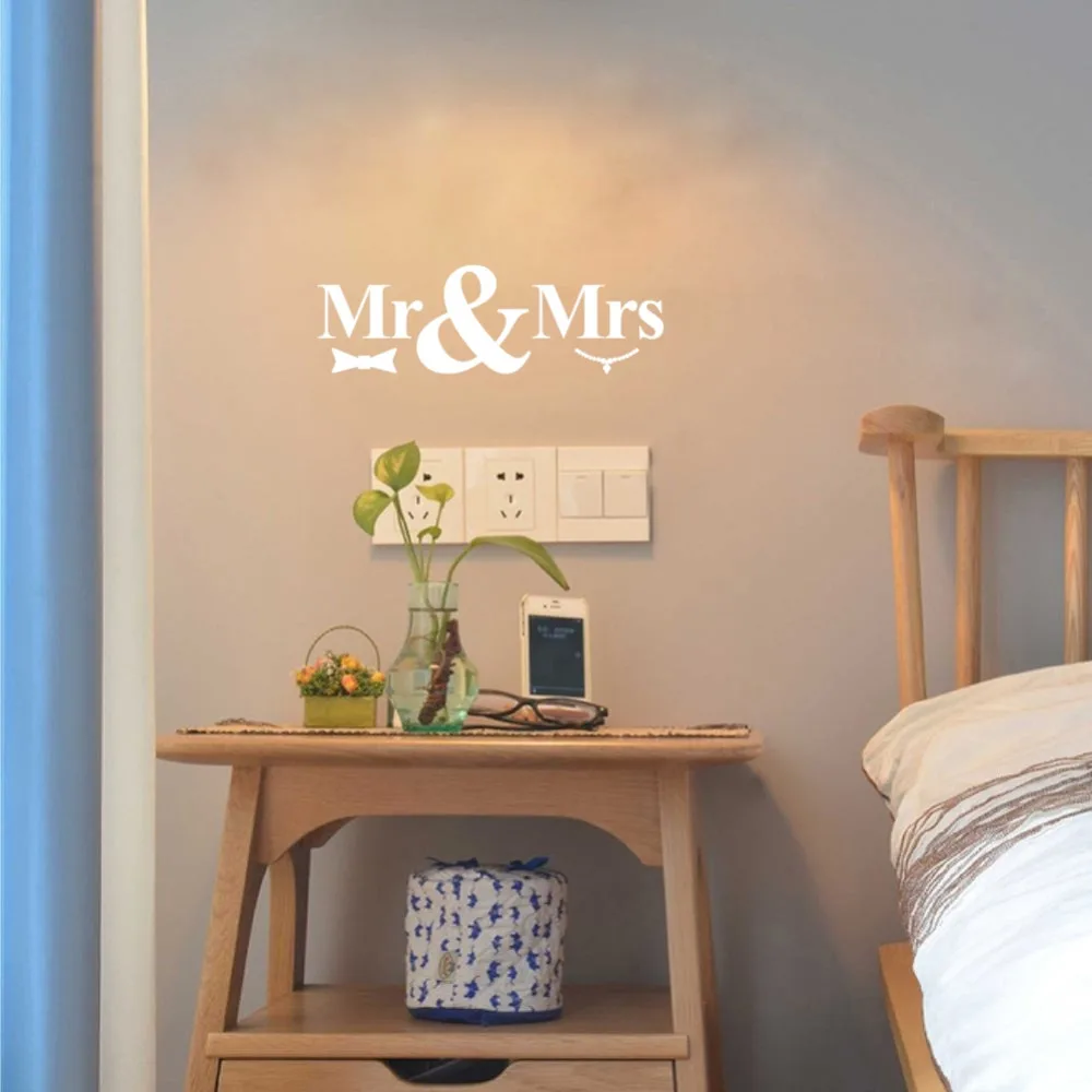 Креативная Наклейка на стену Mr and Mrs Love галстук и ожерелье художественная