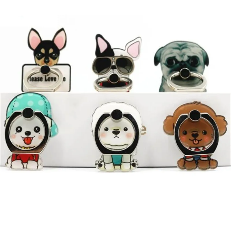 

UVR Mobile Phone Stand Holder Cute Dog Bulldog Teddy Finger Ring Smartphone Cute Animal Bear Holder Stand For All Phone