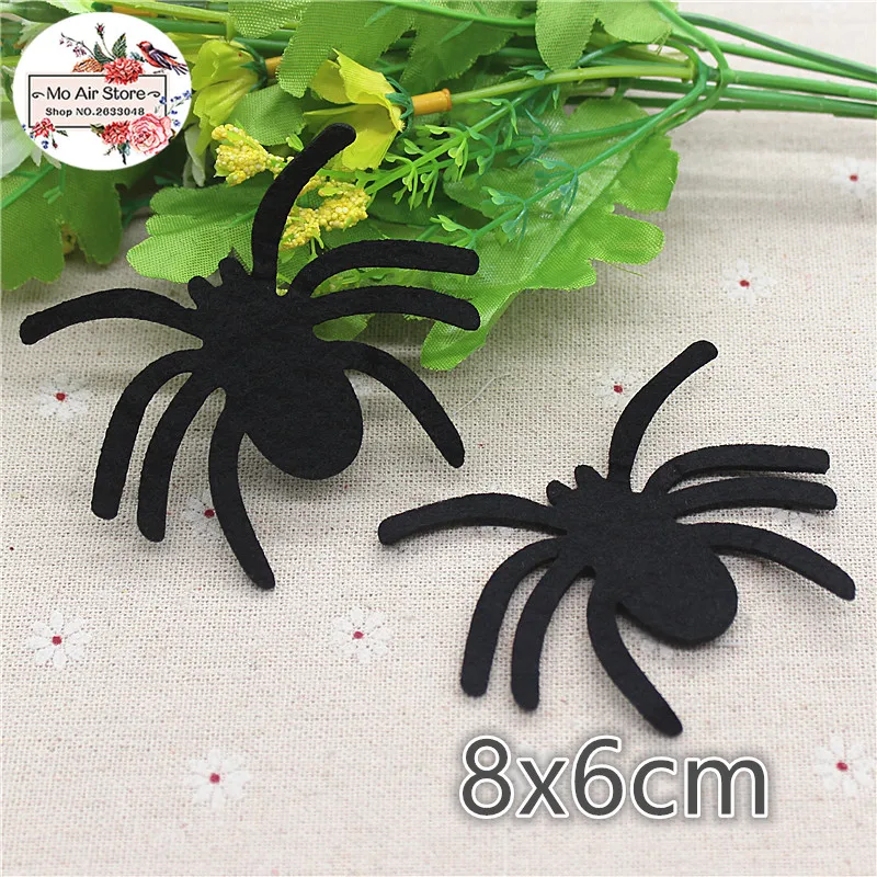 

8x6CM 10pcs Non-woven patches Halloween Spider Felt Appliques for clothes Sewing Supplies diy craft ornament