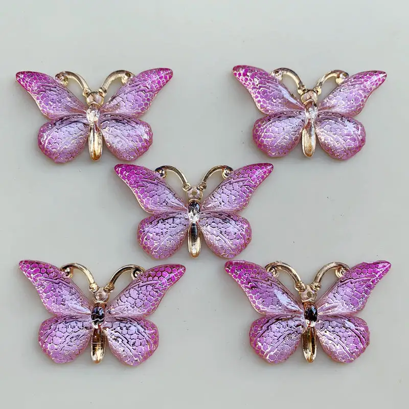 

Flatback Butterfly DIY Acrylic Bead Charm 1Hole European Jewelry Bracelet Necklace artesanato 10pcs 23*38mm -B274