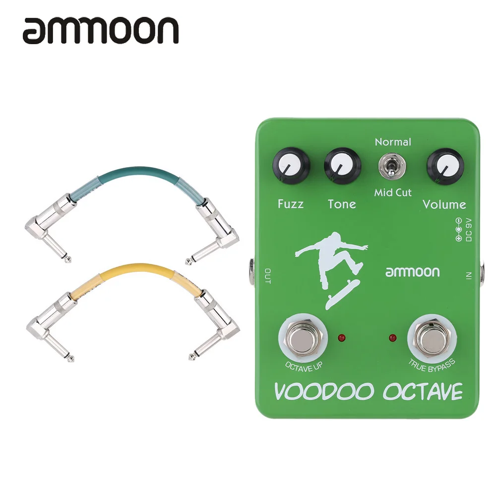 

ammoon AP-12 Voodoo Octave Fuzz Effect Guitar Effect Pedal True Bypass with 2pcs Colorful Pedal Connecting Cable