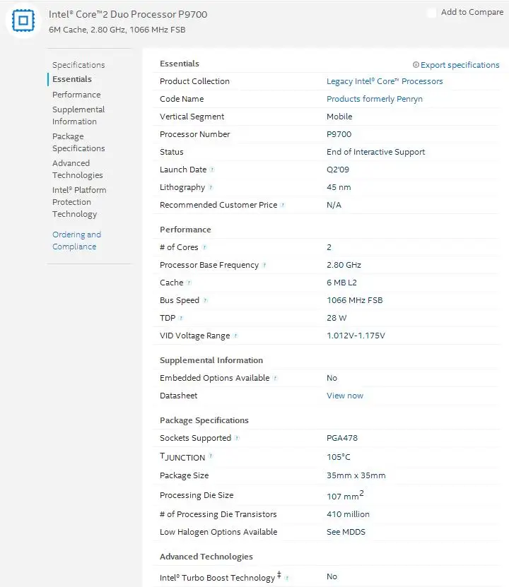 Intel cpu ноутбук Core 2 Duo P9700 cpu 6M cache/2,8 GHz/1066/двухъядерный ноутбук процессор для PM45 GM45