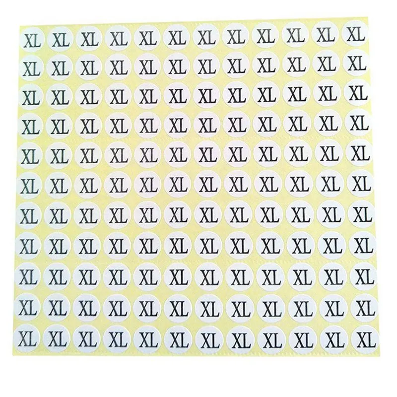 

Stock Printed White Size Label stickers, Number tags,Garment Size Label Round Paper Size Sticker