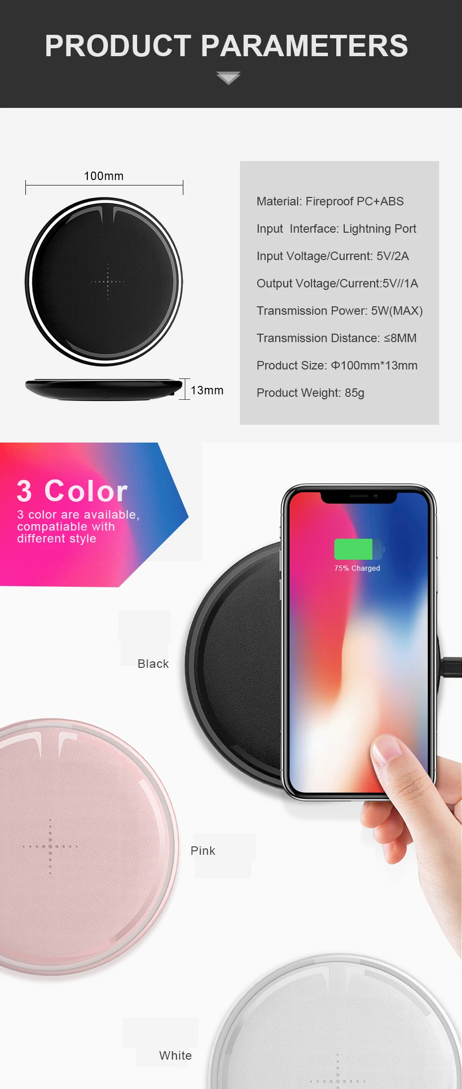 Aliexpress Buy Qi Wireless Charger For iPhone Xs Max XR X 8 5W 01 02 03 04 05 06 07