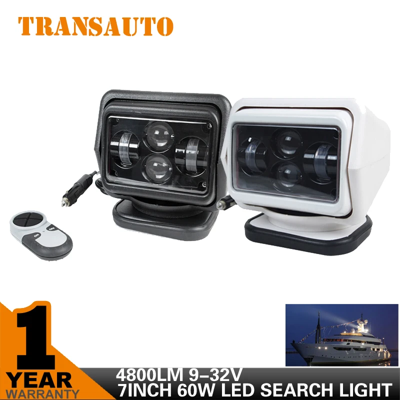 

TRANSAUTO 7 Inch 60w LED Off Road Searchlight Spot and Flood Beam for Marine, Hunting, Camping VS 55w HID searchlight