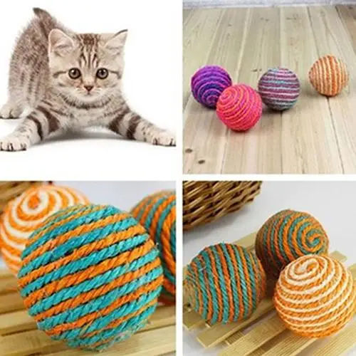 

HOT SALE! Cat Pet Sisal Rope Weave Ball Teaser Play Woven Ball Chewing Rattle Scratch Chat Catch Toys for Cat