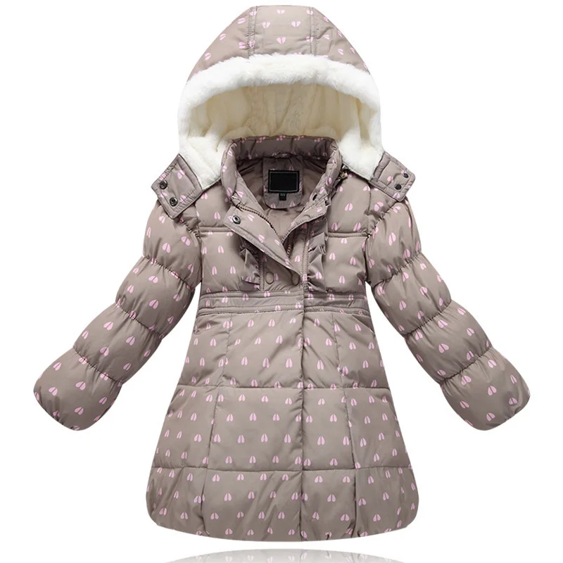 

Winter Girl Down Jacket Thick Warm Coat For Girls Hooded Long Duck Down Jacket Dot Children's Winter Clothing 2 4 6 8 Years