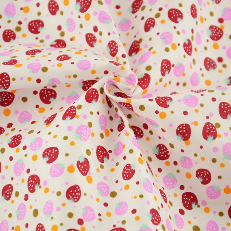 Hot Red Color Mix 7 PCS Cotton Plain Fabric Flowers/dots/check/star/strawberry Design Clothing Telas Material Home Decoration