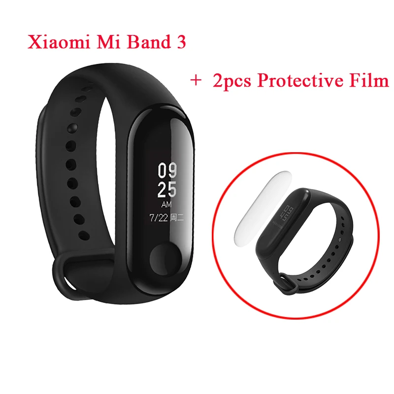 Глобальная версия Xiao mi Band 3 Smart Bluetooth mi band 3 фитнес-трекер OLED экран Водонепроницаемый умный браслет - Цвет: Add Film