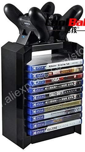 Вертикальная подставка для игровых дисков PS4 DualShock зарядная док станция черного