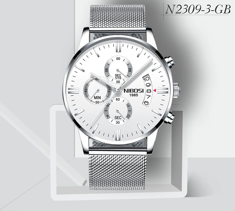 Montre Homme Marque De Luxe NIBOSI Top Brand Luxury Watches Men fashion Watch 2018 Mesh Band Chronograph Gold And Black Relogios (4)