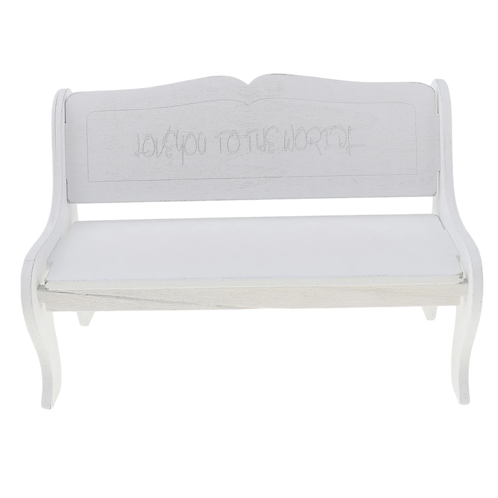 1/6 BJD Doll European Solid Park Bench Garden/Outdoor/Patio Chair Furniture Kid Pretend Play Toy White