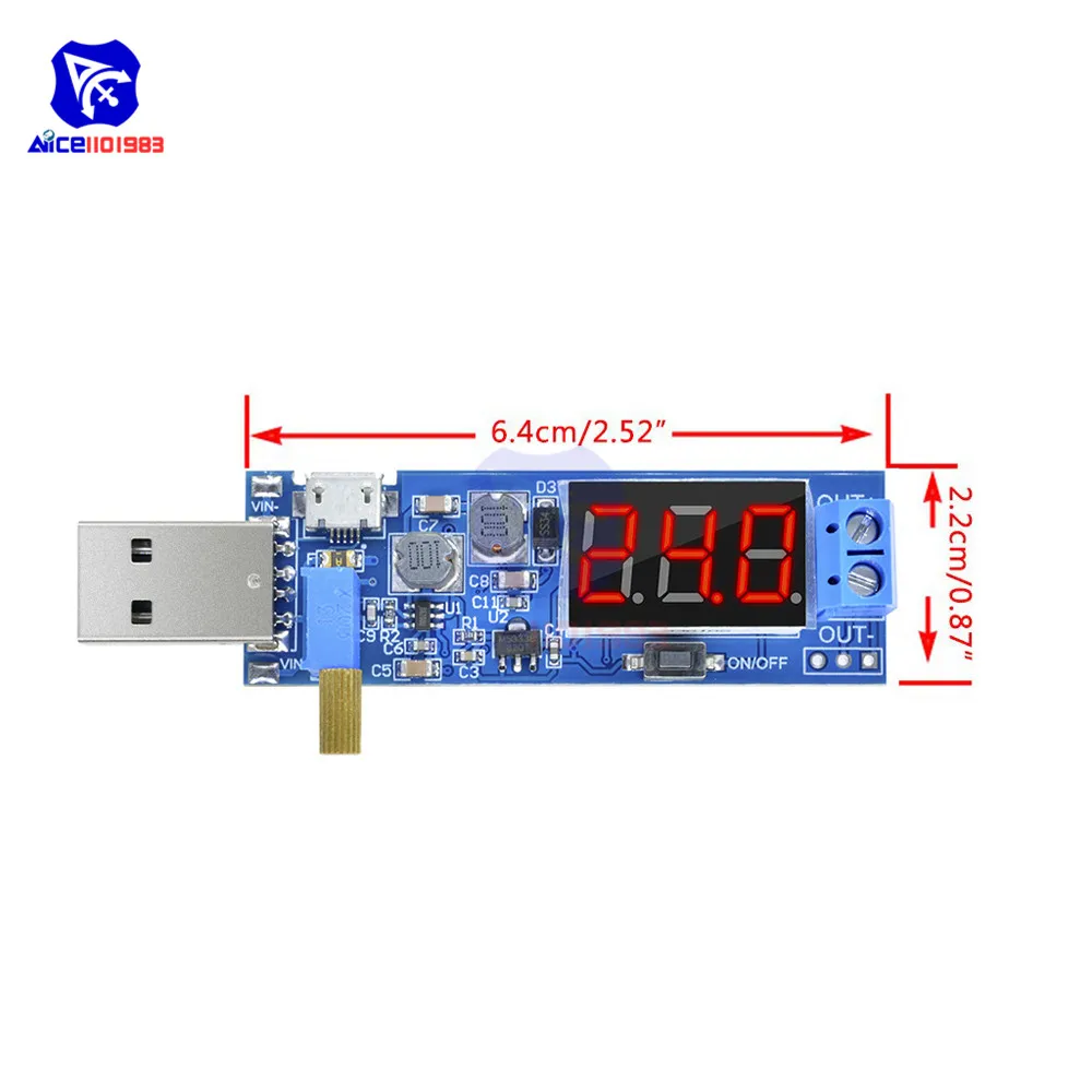 Diymore DC-DC 5 В до 1,2-24 В светодиодный цифровой модуль питания USB повышающая/понижающая плата повышающий понижающий преобразователь микро-usb вход