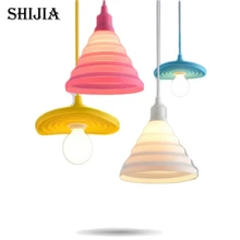 Pendant Lights Colorful LED E27 Lamparas Colgantes Pendente de teto Silicone Vintage Edison Lustre Rope Pendant Lamp Light