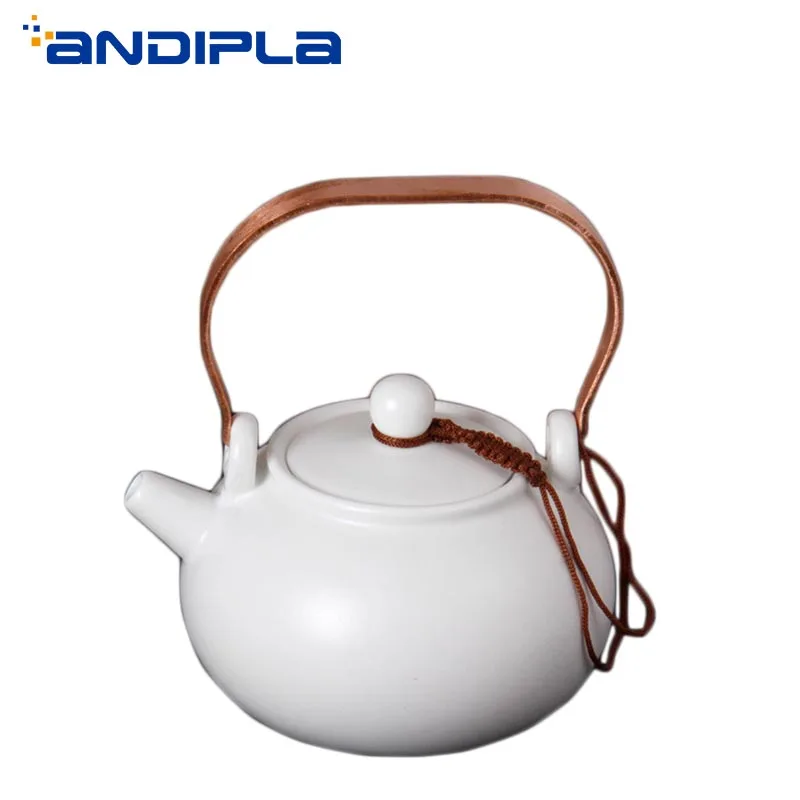 

PERLMARS White Porcelain Teapot Brief Ceramic Handle Teapots Kung Fu Tea Set Puer Green Tea Flower Tea Kettle Teaware Tea Pot
