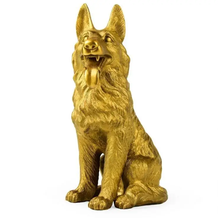 

China Bronze Copper fengshui Zodiac Animal Dog Wolf dog Statue Sculpture