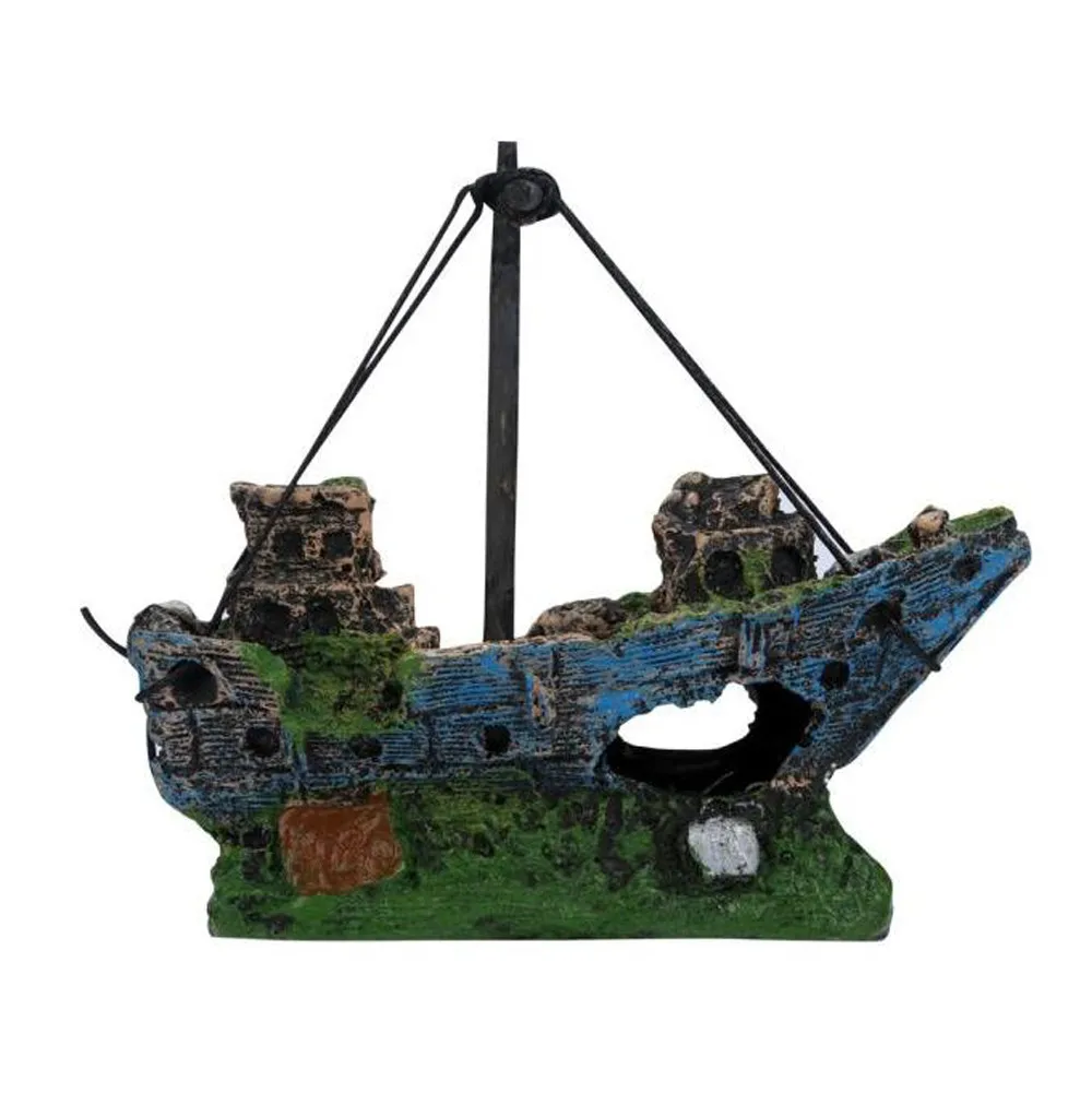 Fish Tank Aquarium Ornament Wreck Sailing Boat Sunk Ship Destroyer