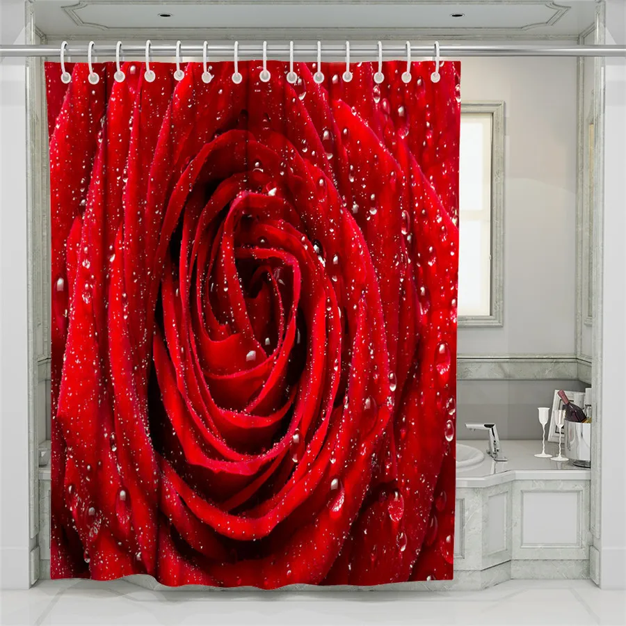 

3D Rose Forest Beach Shower Curtain Bathroom Waterproof Polyester Printing Curtains for Bathroom Shower