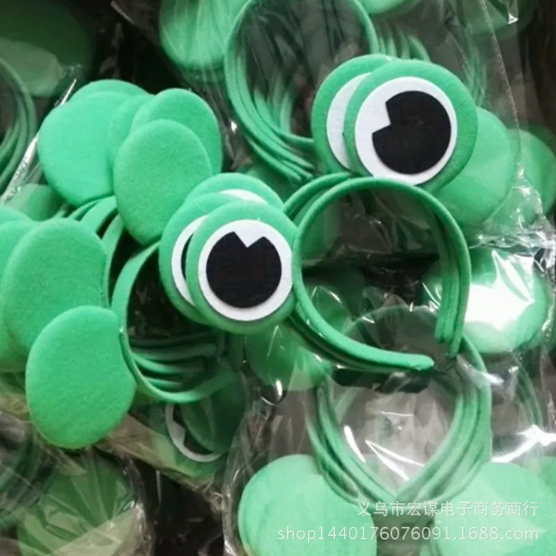 1 шт., детские повязки на голову с ушками лягушки для маленьких девочек и мальчиков на день рождения, головной убор, костюм повязка на голову, аксессуары для волос для Хэллоуина - Цвет: Green Frog Ears