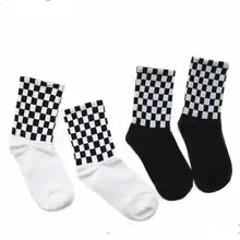 5 пар женских носков для скейтборда с белыми и черными квадратами. Шикарные Harajuku шахматные носки для HipHop Sox, длинные носки Meias